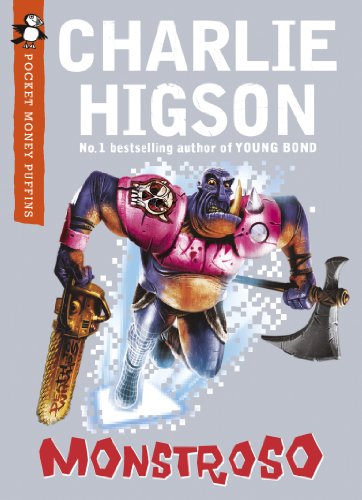 Book cover featuring a large, muscular, purple monster with weapons.