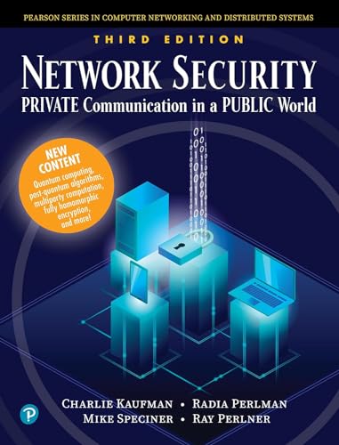 Book cover for “Network Security,” third edition, featuring digital imagery.