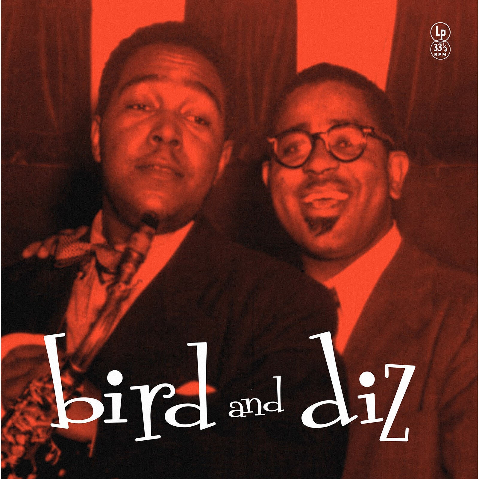 Red album cover featuring portraits of Charlie Parker and Dizzy Gillespie.