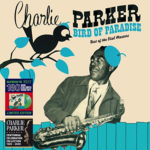 Charlie Parker album cover featuring a portrait and bird illustration.