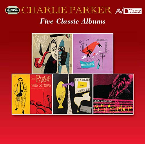 Charlie Parker album cover featuring five vintage jazz record designs.