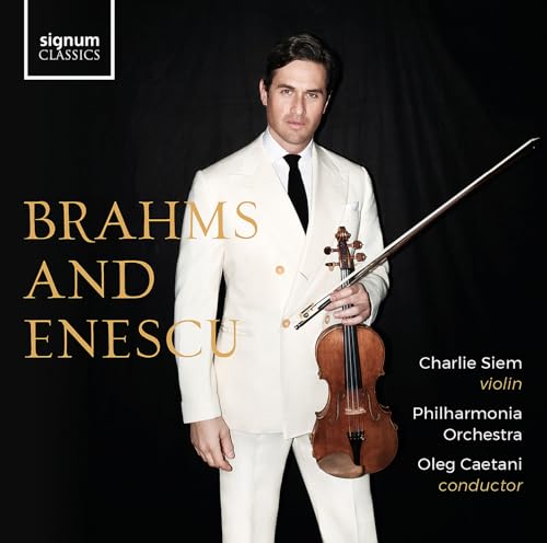 CD cover featuring violinist Charlie Siem in a light suit.