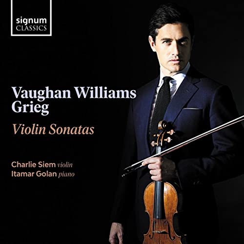 CD cover featuring violinist Charlie Siem in a dark suit, holding a violin.