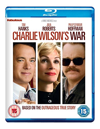 Charlie Wilson's War" Blu-ray cover featuring Tom Hanks, Julia Roberts, and Philip Seymour Hoffman.