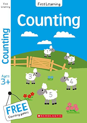 Book cover: "Counting" with sheep numbered one to five in a field.