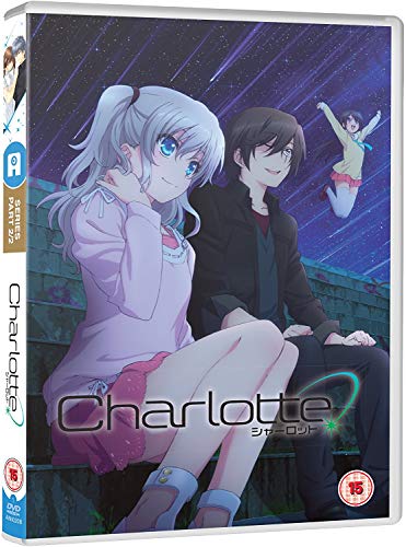 DVD cover for “Charlotte Part 2” featuring anime characters and a starry sky.