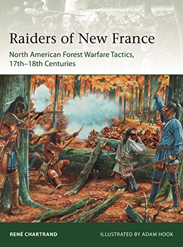 Book cover depicting 17th-18th century forest warfare between French and Indigenous forces.
