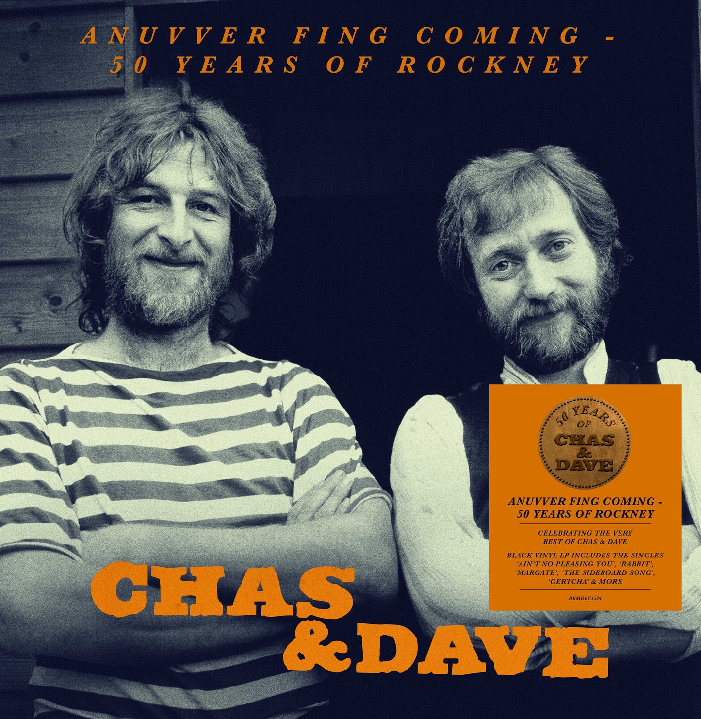 Album cover featuring Chas & Dave, text “Anuvver Fing Coming – 50 Years of Rockney”.