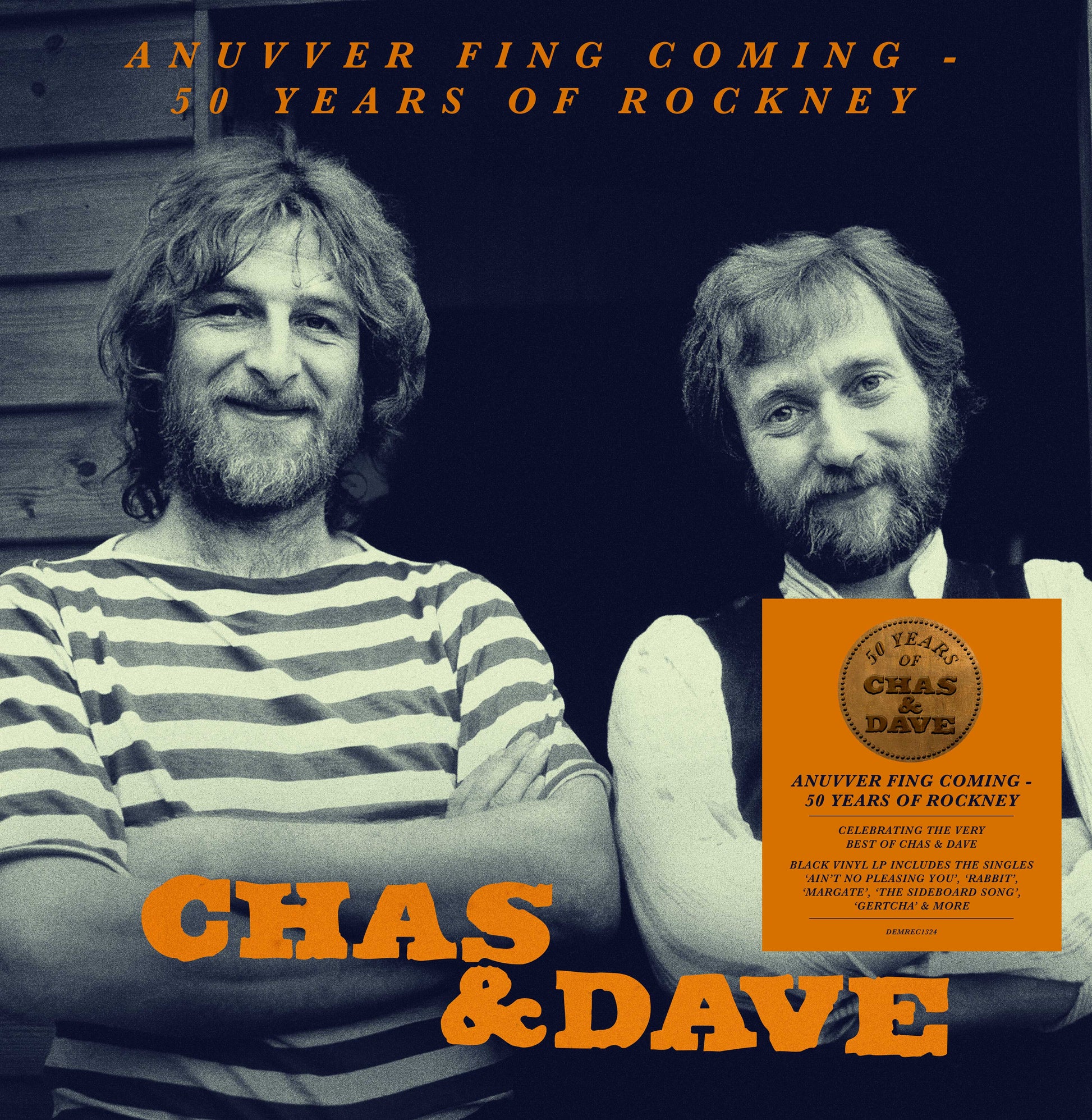 Album cover featuring Chas & Dave, text “Anuvver Fing Coming – 50 Years of Rockney”.