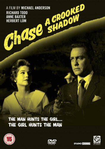 DVD cover for "Chase A Crooked Shadow" featuring two actors in suits.