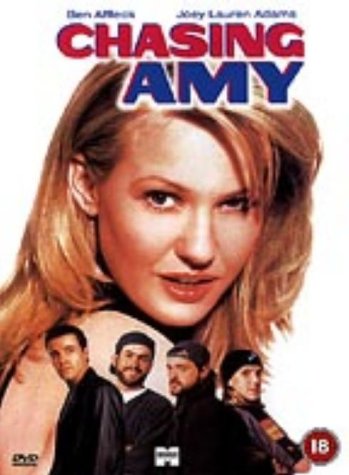 “Chasing Amy” DVD cover featuring a blonde woman and three men.