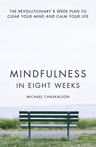 Book cover with title “Mindfulness in Eight Weeks” and a park bench.