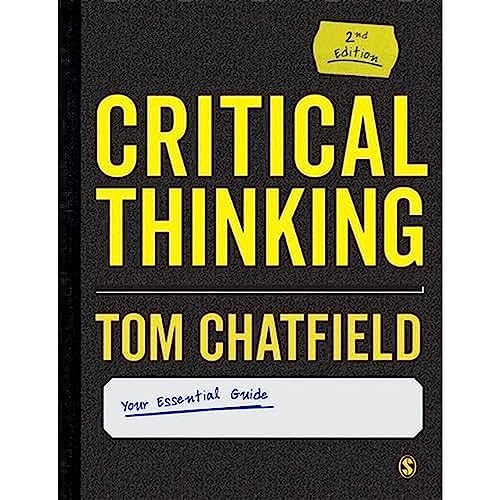 Book cover for Critical Thinking by Tom Chatfield, second edition, with yellow text.