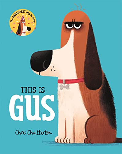 Book cover featuring an illustrated brown and black basset hound, Gus.