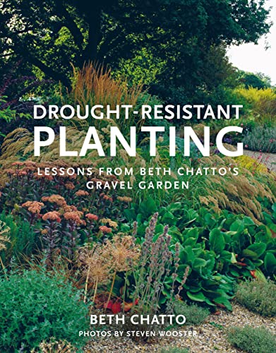 Book cover: "Drought-Resistant Planting" with a colorful gravel garden scene.