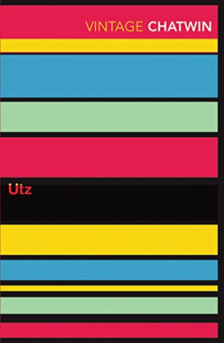 Book cover for "Utz" with horizontal stripes of color.