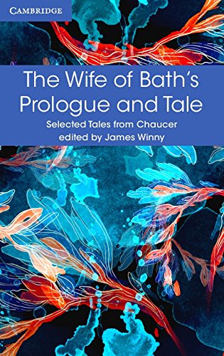 Book cover: “The Wife of Bath’s Prologue and Tale” with abstract floral design.