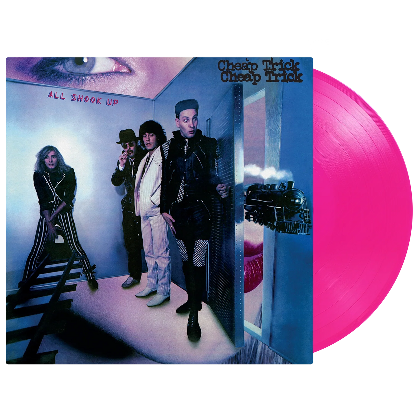 Cheap Trick “All Shook Up” pink vinyl record album cover and disc.