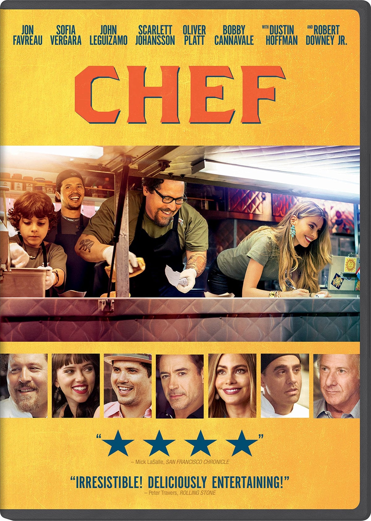 DVD cover for “Chef” featuring Jon Favreau and a food truck scene.