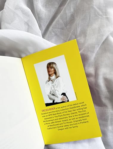 A book page with a yellow background, author photo, and biographical text about Chelsea Bieker.