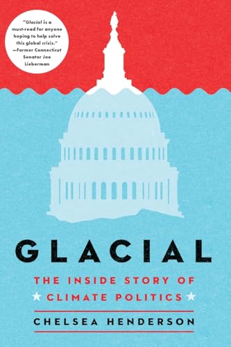 Book cover: "Glacial" with a white US Capitol building partially submerged in blue.