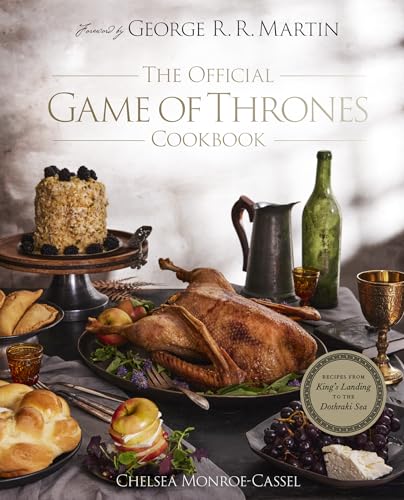 Game of Thrones cookbook cover with roasted fowl, pastries, and fruit.