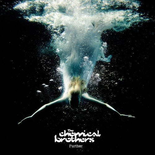 Underwater silhouette of a person, album cover for The Chemical Brothers' Further.