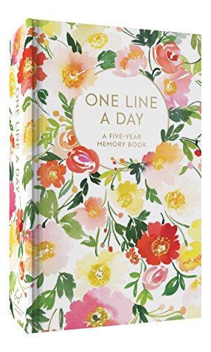 Floral memory book titled "One Line A Day" for five years.