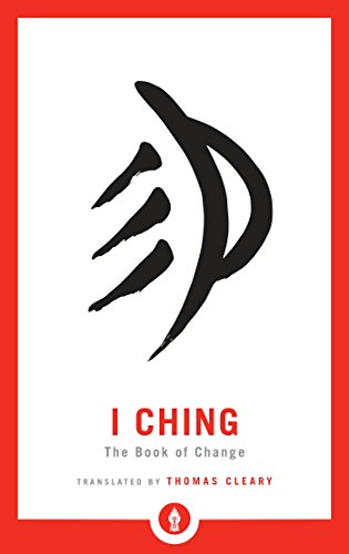 Red book cover with black brushstroke design and the title "I CHING".