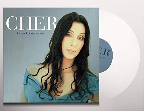 Cher “Believe” vinyl record with album cover featuring Cher’s portrait.