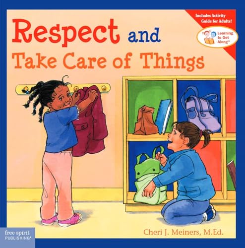 Children putting away belongings in a classroom, book cover illustration.