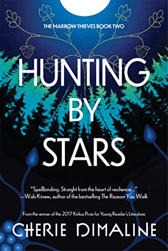 Book cover: "Hunting by Stars" with dark forest, stars, and blue accents.