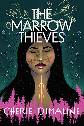 Book cover featuring a woman with facial markings against a dark, floral background.
