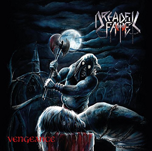 Dark album cover depicting a hooded figure with an axe, and a chained victim.