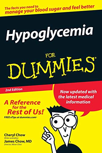Book cover for "Hypoglycemia For Dummies," 2nd edition, with cartoon illustration.