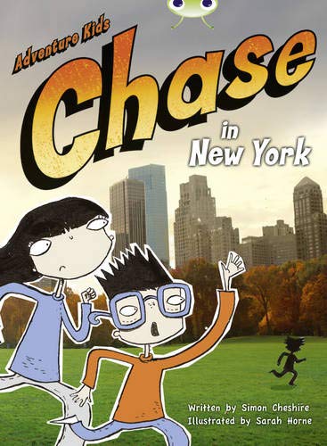 Book cover: two children running, New York City skyline in background.