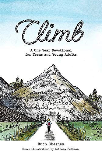 Book cover with sketched mountain scene and the title "Climb.