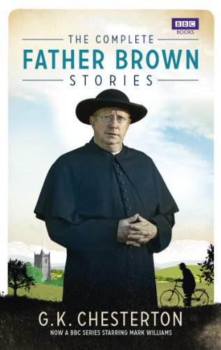 Book cover featuring Father Brown, a priest detective, in a dark suit.
