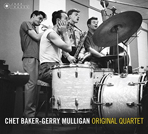 "Black and white image of jazz musicians playing instruments, with album title text at bottom."