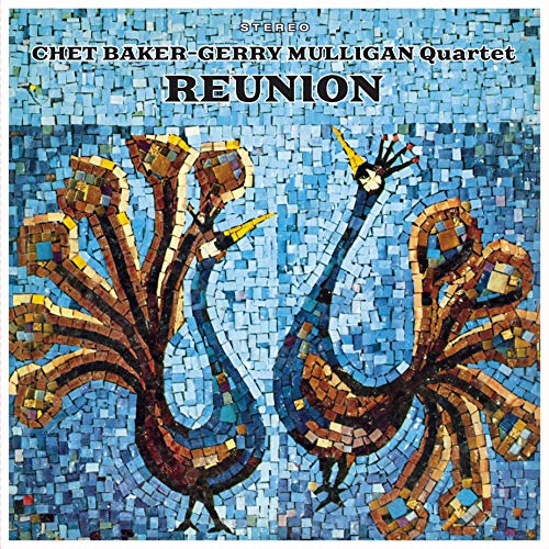 Vinyl cover art featuring a blue mosaic of two peacocks with text above.