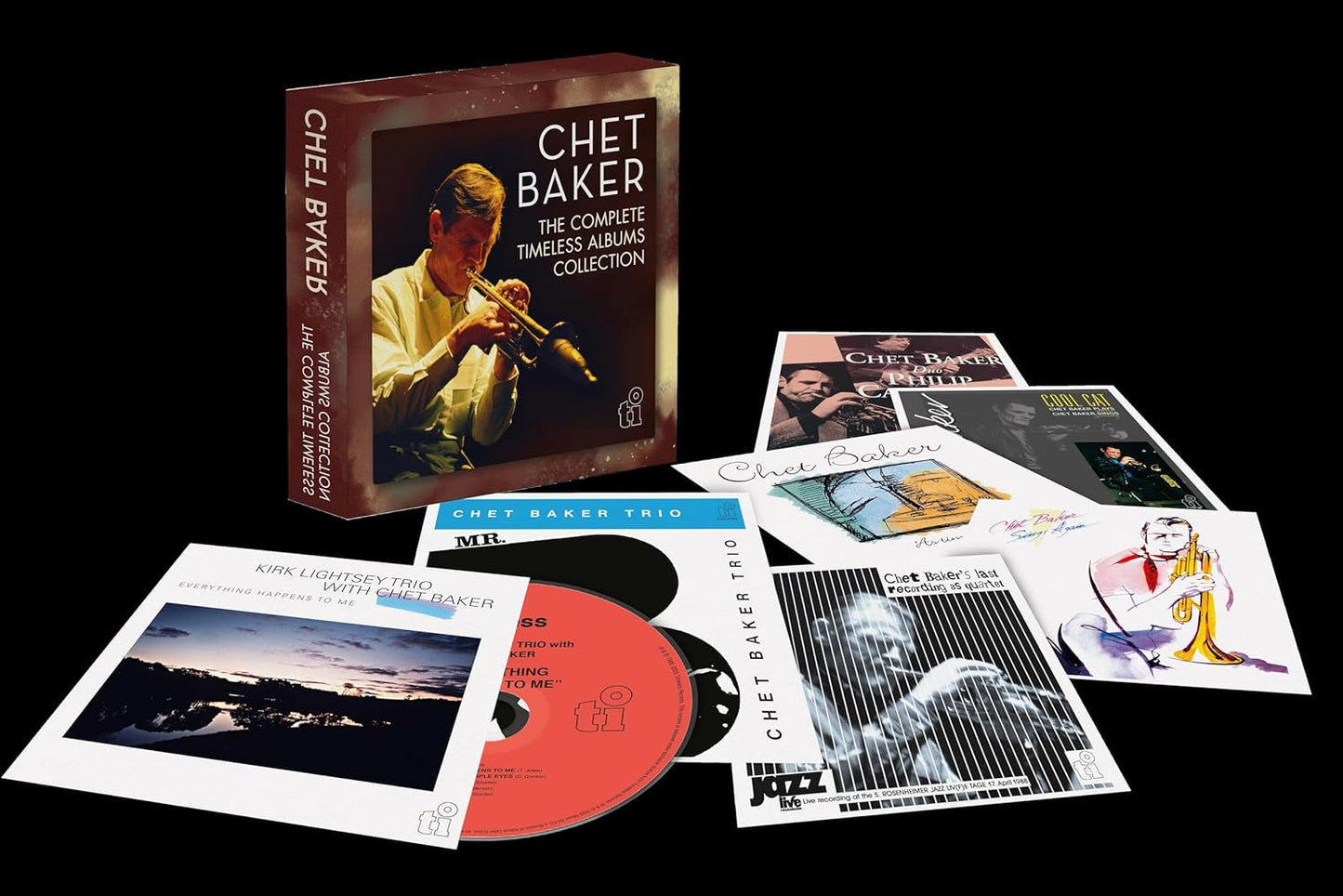 Chet Baker 7-CD box set with album covers and a disc.