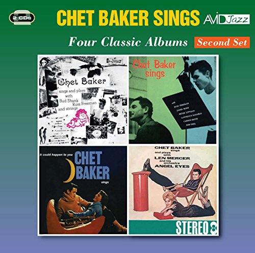Jazz musician Chet Baker's photo on CD cover with musical notes and album details.