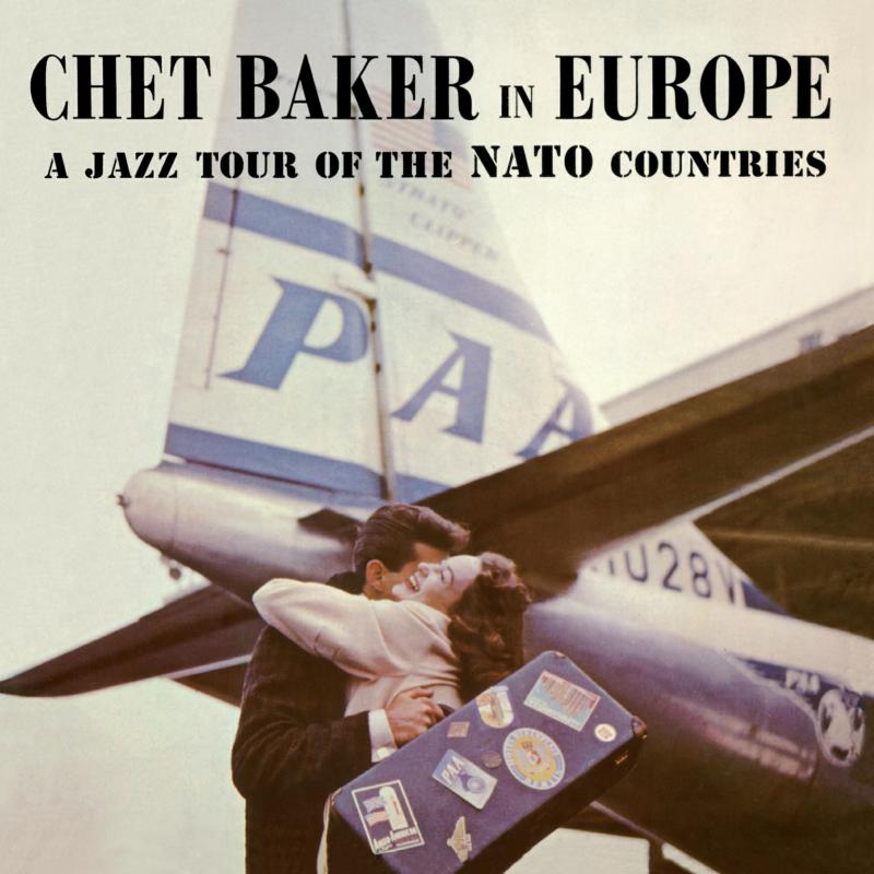 Chet Baker album cover featuring a man with luggage near an airplane.