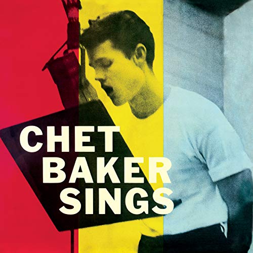 Chet Baker singing into a microphone on a colorful, stylized album cover.