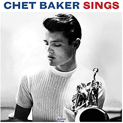 Chet Baker singing into a vintage microphone on a sepia-toned album cover.