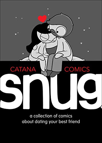 Comic book cover: couple embracing, title “Snug”, black and white art.