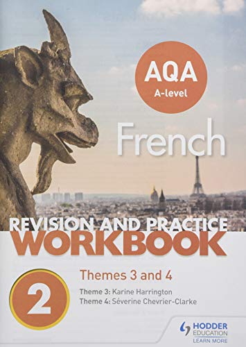 AQA A-level French revision workbook cover featuring a stone gargoyle and the Eiffel Tower.