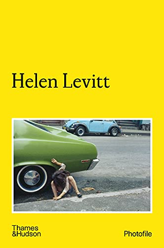 Book cover with yellow background, text Helen Levitt, and a photo of a child.