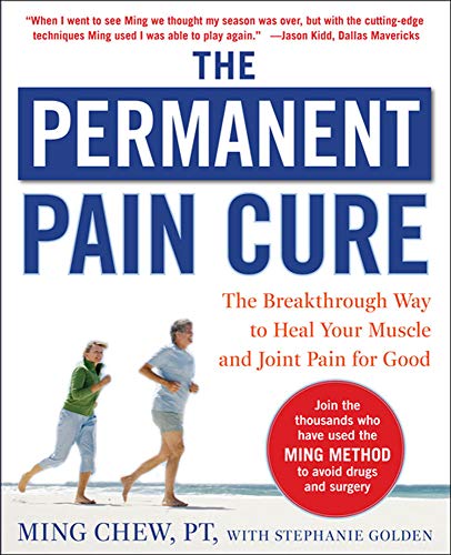 Book cover: "The Permanent Pain Cure" with people running on a beach.