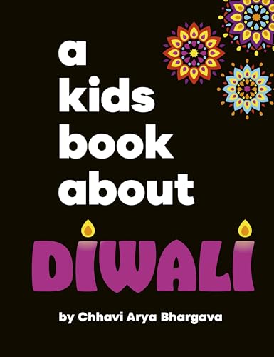 Book cover with colorful mandalas and the title "A Kids Book About Diwali".